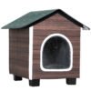 PawHut Insulated Outdoor Cat House, Water-Resistant Feral Cat Shelter with Elevated Base and Cushion, Red-brown