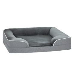PawHut Dog Sofa Bed, Washable Pet Bed with Removable Cover and Non-Slip Bottom for Cats and Small Dogs, Grey