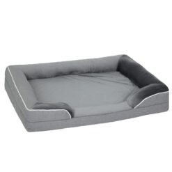 PawHut Dog Sofa Bed, Washable Pet Bed with Removable Cover and Non-Slip Bottom for Cats, Small and Medium Dogs, Grey