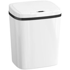 HOMCOM 15L Sensor Bin, Automatic Touchless Kitchen Bin, Easy Clean, Battery Operated for Home Office, Bedroom, Bathroom, White