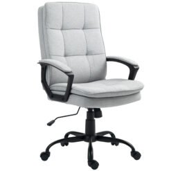 HOMCOM Linen-Look Double-Padded Office Chair - Grey
