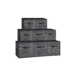 Fabric Bins with Double Handles for Storage Ink Black