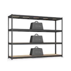 Heavy Duty Shelving Unit Garage Shelves 4-Tier 60 x 240 x 183 cm Ink Black