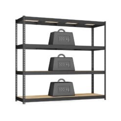 Heavy Duty Shelving Unit Garage Shelves 4-Tier 60 x 200 x 183 cm Ink Black