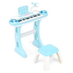 37 Keys Electronic Kids Piano Toy with Detachable Legs and Stool-Blue