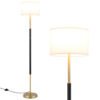 Modern Floor Lamp with Eye-Protecting Lampshades and Weighted Base-Black