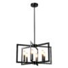 6-Light Black Farmhouse Chandelier with Adjustable Height-Black