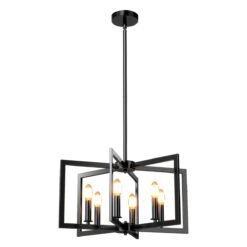 6-Light Black Farmhouse Chandelier with Adjustable Height-Black