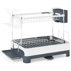 2-Tier Dish Drying Rack with Stemware and Cutlery Holder