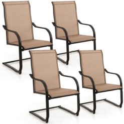4 Pieces Outdoor Dining Chairs with Cozy and Breathable Seat Fabric