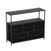 Wide Chest of Drawers with 2 Open Shelves and Heavy Duty Metal Frame-Black