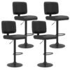 Bar Stools Set of 4 Modern Swivel Bar Chairs with Adjustable Height and PU Leather Padded Seat-Black