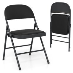 Padded Party Chairs with Metal Frame for Indoor Outdoor Use-Black