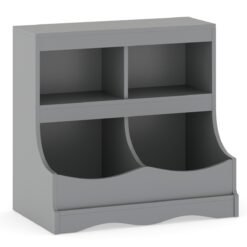 Multi-Bin Toy Storage Cabinet for Children's Room and Playroom-Grey