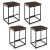 76 cm Barstools Set of 4 with PU Leather Cover and Footrest