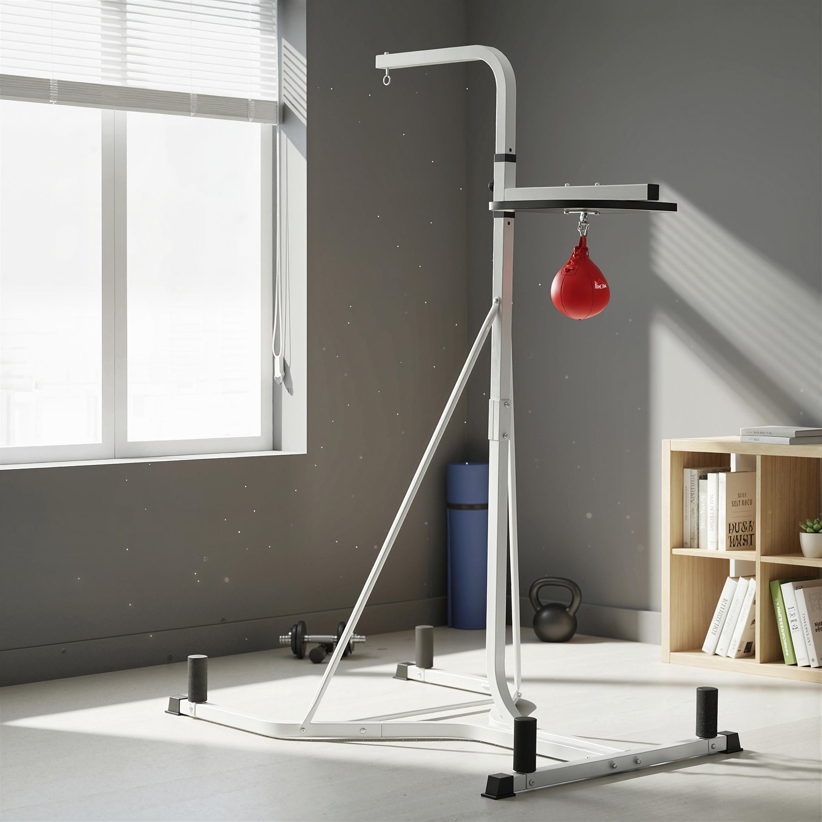 HOMCOM Adjustable Freestanding Speedbag, Punch Bag Hanger, White