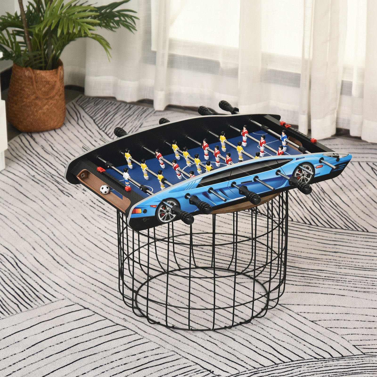 HOMCOM 29 Inch Mini Tabletop Football Foosball Gaming Table Play Fun Game 74.5L x 36.1W x 12H CM