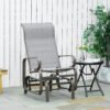 Outsunny Outdoor Gliding Rocking Chair with Sturdy Metal Frame Garden Comfortable Swing Chair, Grey & Brown