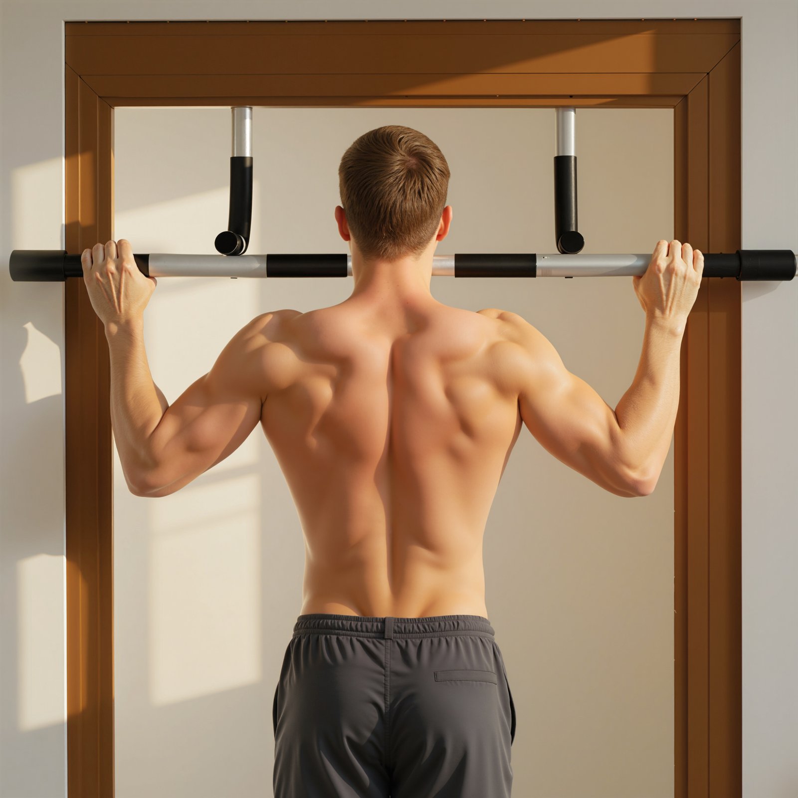 HOMCOM Pull up Bar Doorway, Door Frame Chin up Bar Push up Bar for Home Gym Upper Body Workout, No Drilling or Screws, Grey