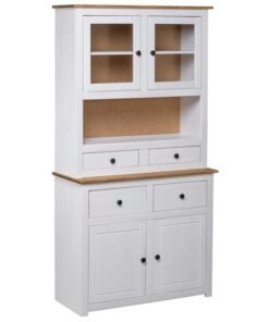 Highboard White 93x40.5x180 cm Solid Pine Panama Range