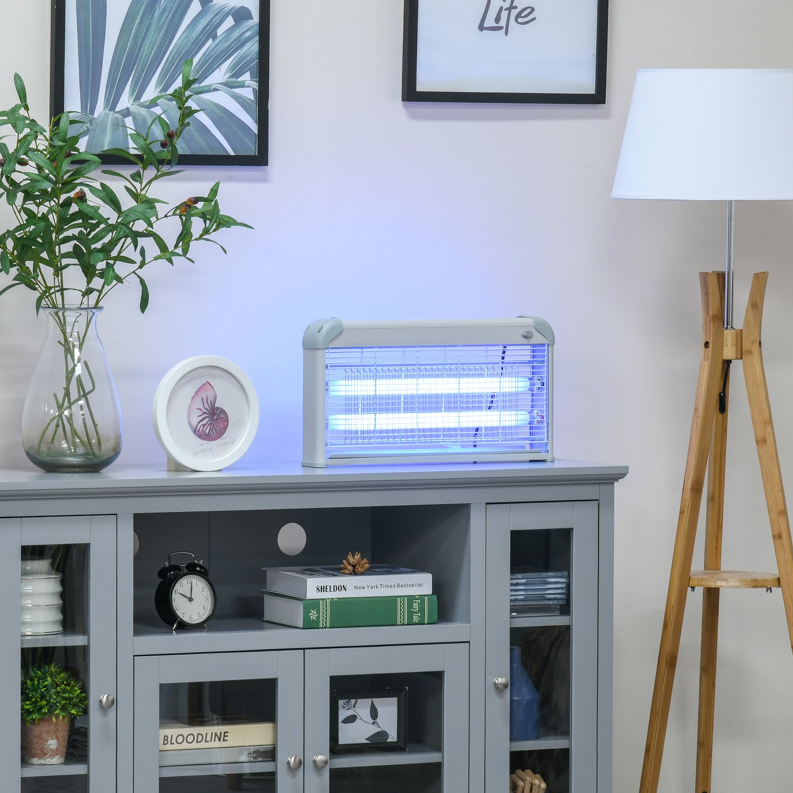 Outsunny Wall Hanging Bug Zapper, 30W Electric Fly Zapper Mosquito Killer, 60? Coverage Insect Killer, Indoor Outdoor Use, Grey