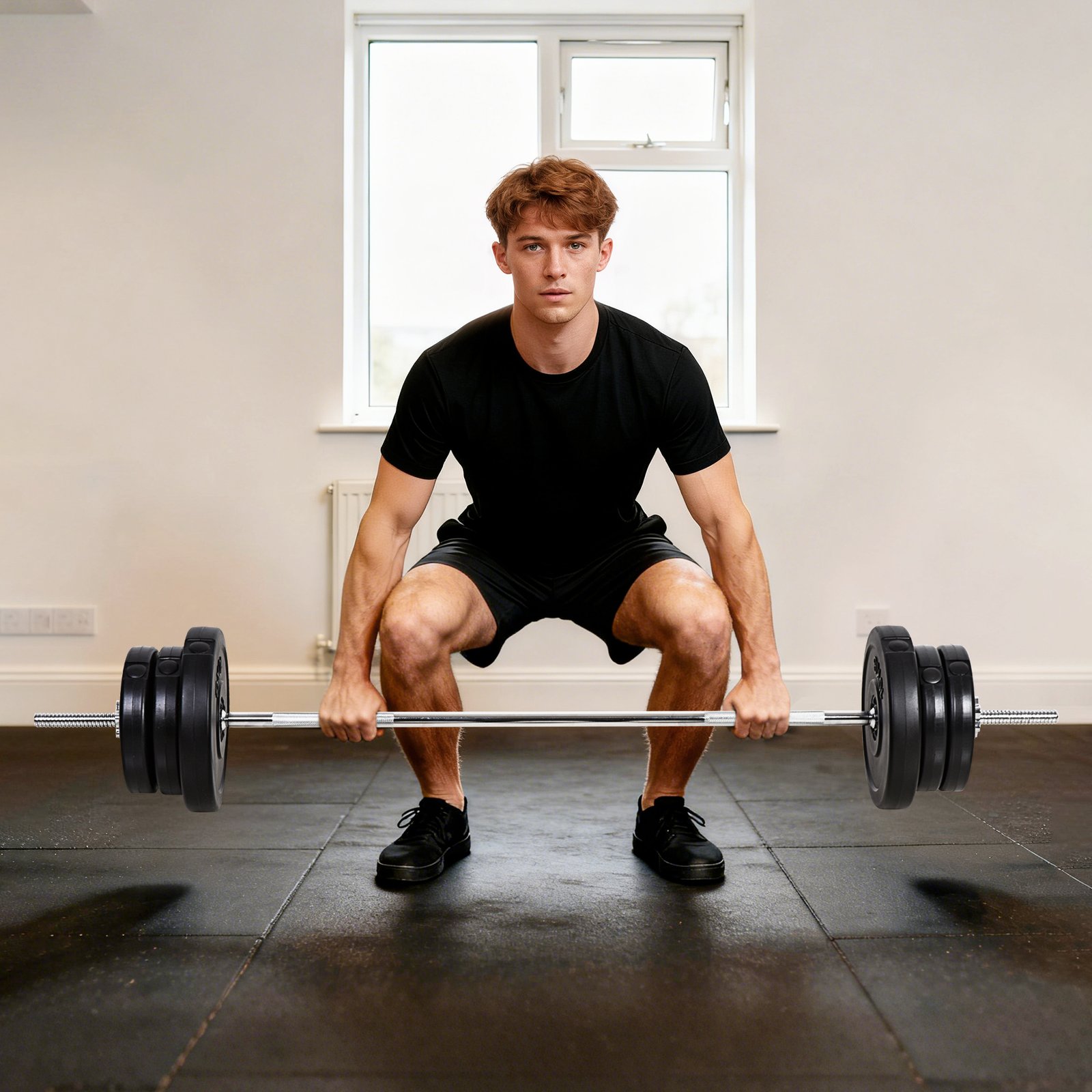 HOMCOM Dumbbell and Barbell Set with 65kg Adjustable Barbell Weights Set, for Home Gym - Black