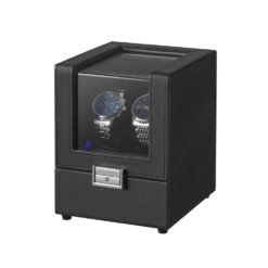 Automatic Double Watch Winder Box with Quiet Motor Black