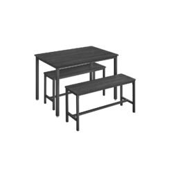 Dining Table with 2 Benches Ash Black and Ink Black