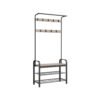 Coat Rack, Coat Stand with Shoe Storage Bench, 4-in-1 Design