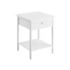 Bedside Table with Drawer and Shelf Matte White