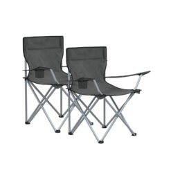 Set of 2 Folding Camping Chairs Max. Capacity 120 kg Slate Grey