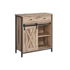 Storage Cabinet, Freestanding Kitchen Cupboard with Sliding Barn Door