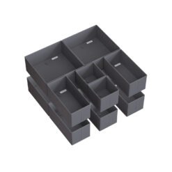 Set of 12 Foldable Fabric Drawer Organisers Slate Grey