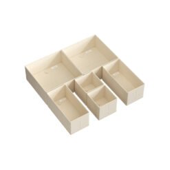 Set of 6 Foldable Fabric Drawer Organisers Sand Beige