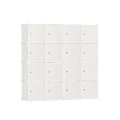 16-Cube Plastic Stackable Storage Unit Cream White