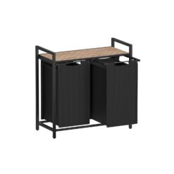 2-Compartment Laundry Hamper Camel Brown and Black