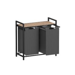 2-Compartment Laundry Hamper Camel Brown and Grey