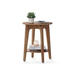 Side Table with Lower Shelf Yellowish brown