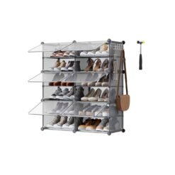 Interlocking Shoe Rack 6-Slot Slate Grey