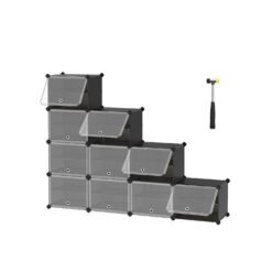 10-Slot Modular Storage Organiser Unit Black