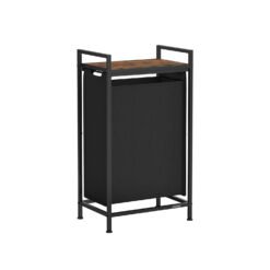 47 L Pull-Out Laundry Basket Ink Black and Rustic Brown