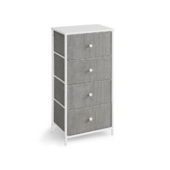 4 Fabric Drawers with Metal Frame Light Grey and White