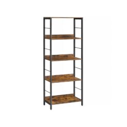 5-Tier Standing Bookshelf Rustic Brown and Ink Black
