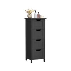 Bathroom Floor Storage Cabinet with 4 Drawers 30 x 30 x 82 cm Grey