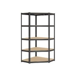 Corner Shelf 5-Tier Heavy Duty Loads 875 kg Ink Black and Natural Beige