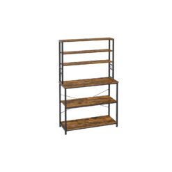 Kitchen Storage Rack for Microwave Rustic Brown and Black