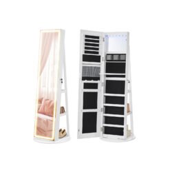Jewellery Cabinet with Mirror and LED Lights Cloud White