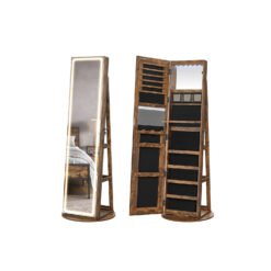 Jewellery Cabinet with Mirror and LED Lights Rustic Brown