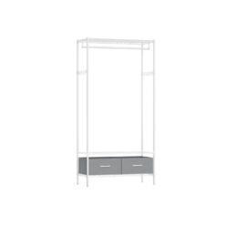 Clothes Rack with Mesh Shelf Cloud White and Dove Grey