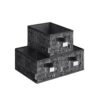 15 cm High Collapsible Storage Boxes Set of 3 Ink Black